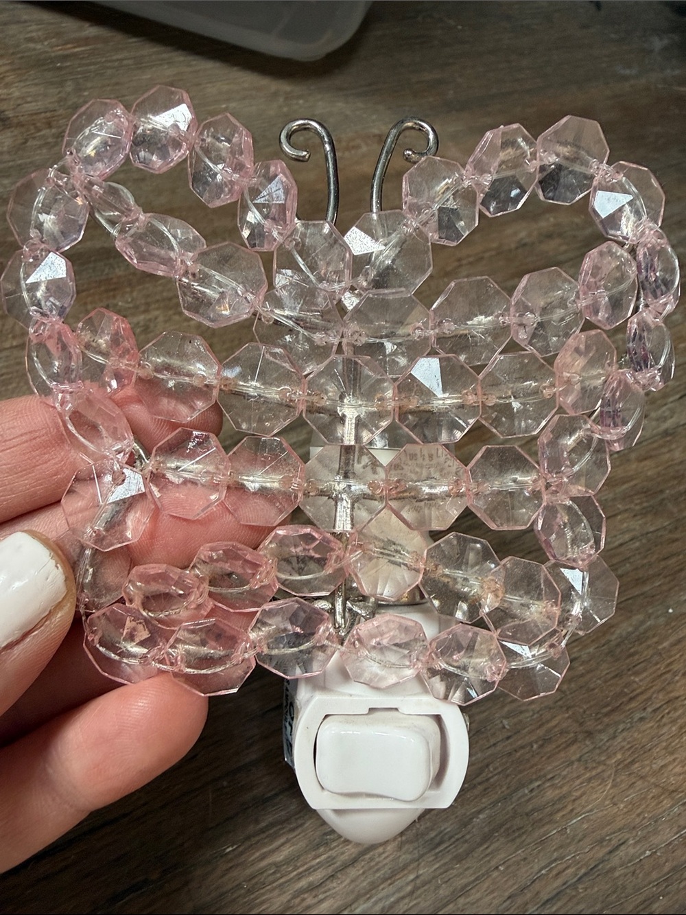 Pottery Barn Kids Pink Beaded Butterfly Night Light